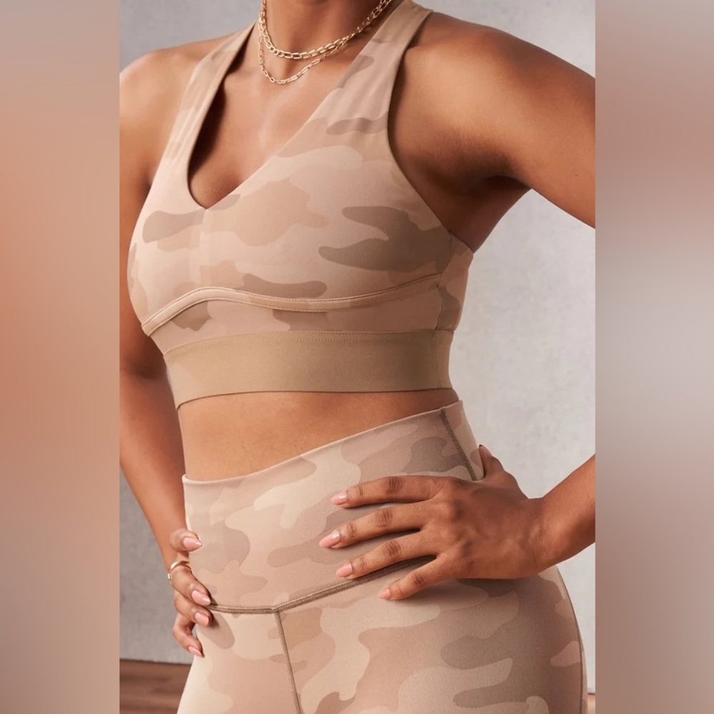 Fabletics Camo Sports Bra - Tan